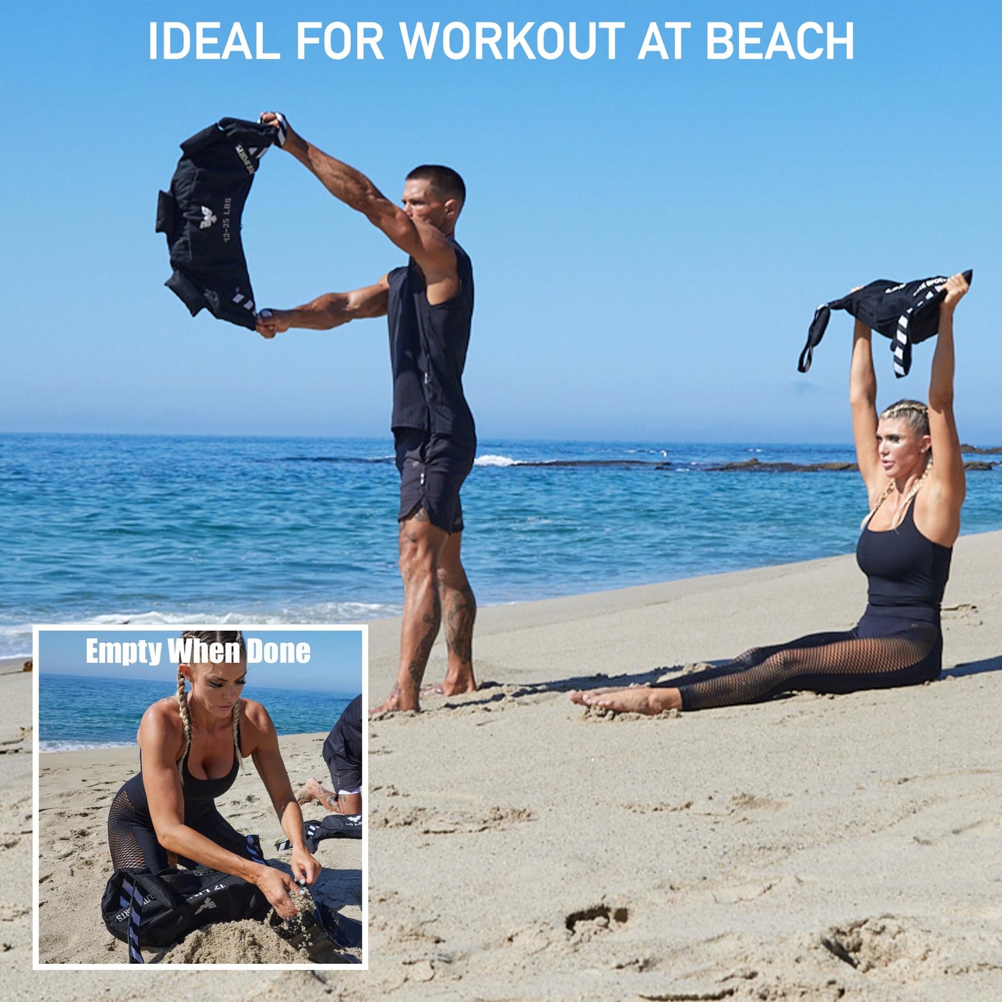 Elite Sports Bulgarian Canvas Bag Fitness Canvas MMA Gym Cross Training Sandbag (Black, 25 LBS) - UNFILLED