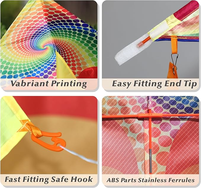 ORGCLDKT-Rainbow Cruiser Delta Kite, Kites for Kids Ages 8-12,4-8,Boys,Girls,Kites for Adults,Beach,Beginners,Giant.1Pc or 3Pcs Pack. Easy to Fly.