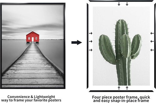 ELSKER&HOME 16x24 Black Poster Frame - Sturdy, Scratch-Proof Design for Horizontal or Vertical Mounting | 3 Pack