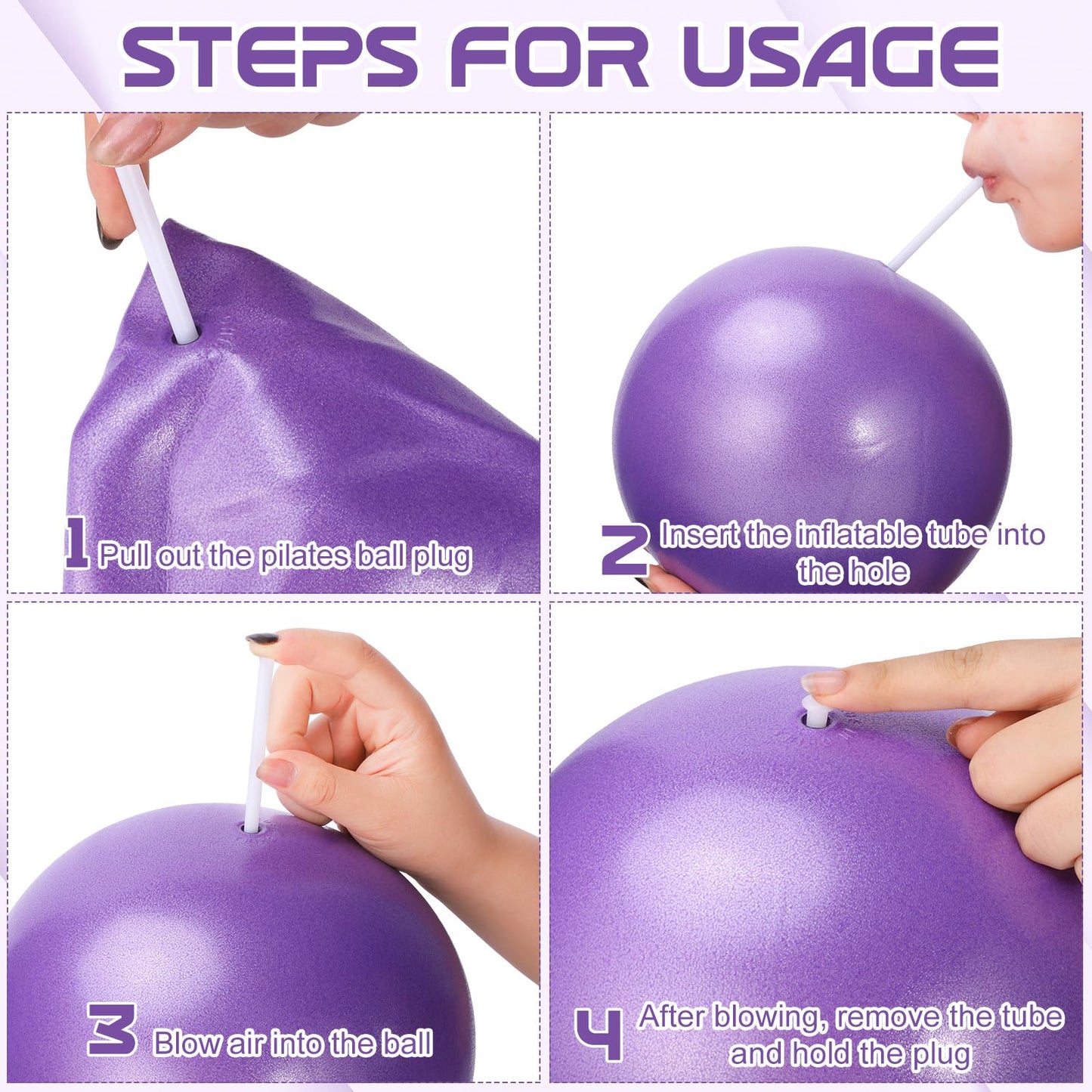 jjshund Pilates Ball, 9,8 Inch Small Exercise Mini Soft Workout Yoga Ball with Exercise Guide, for Home Gym Yoga, Pilates, Core Training, Workout, Balance, Stability