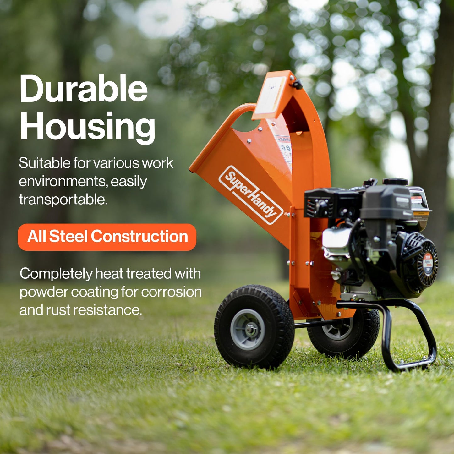 SuperHandy Mini Wood Chipper Shredder Mulcher Heavy Duty 7HP Compact Design 3" Inch Max Capacity