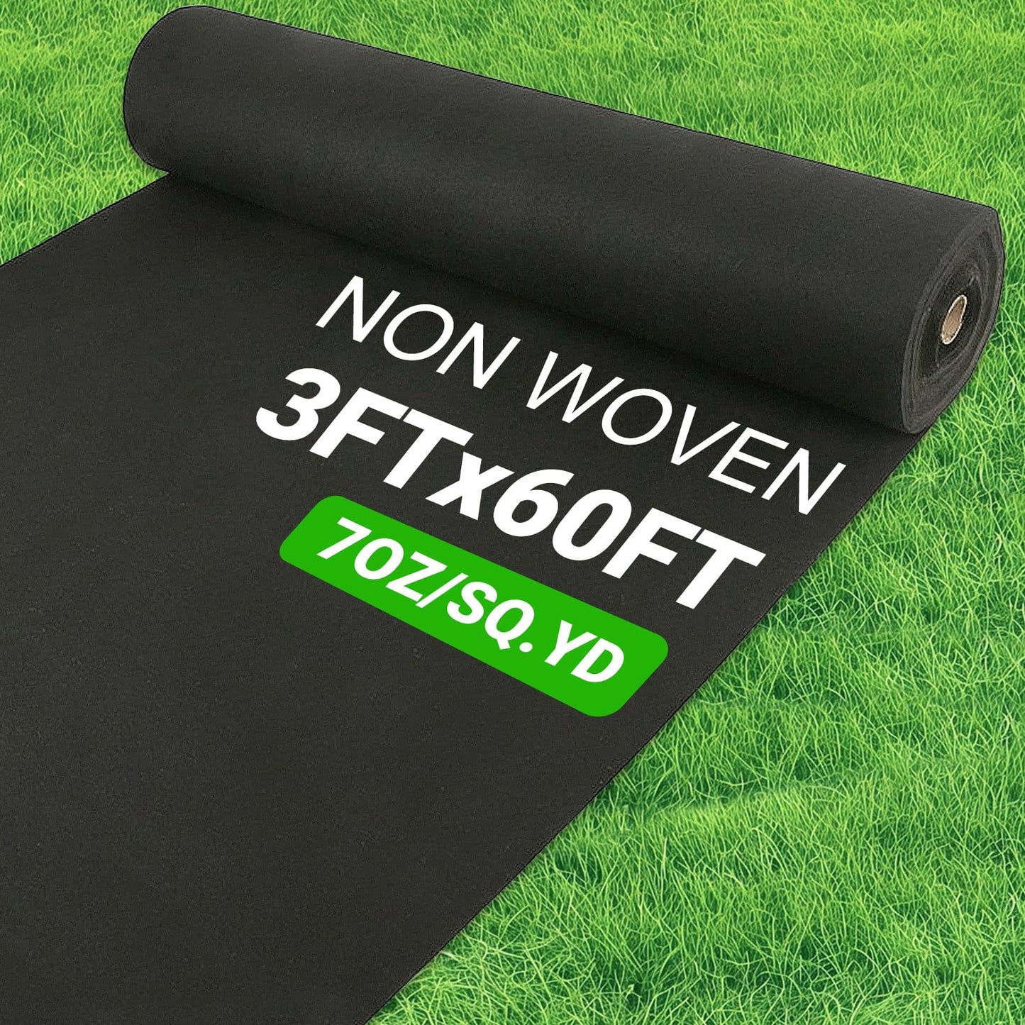 7oz Non Woven Geotextile Fabric with Stakes for French Drains, 3x60FT High Permeability Drainage Fabric Heavy Duty Landscape Fabric for Gravel Grid, Garden, Flower Beds, Weed Control, Erosion Control