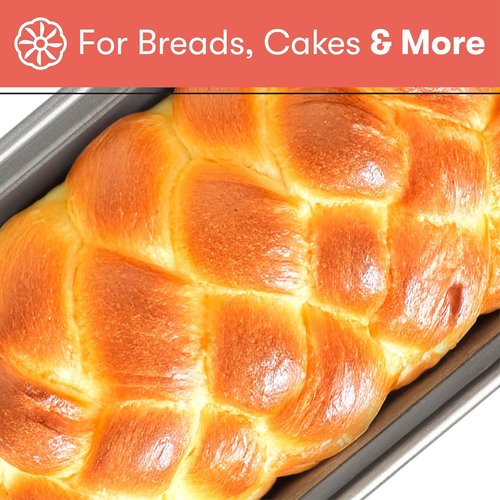 Cooking Light Nonstick Carbon Steel Bread Pan - Heavy Duty, Quick Release Coating, 9.25" x 5.25", Gray