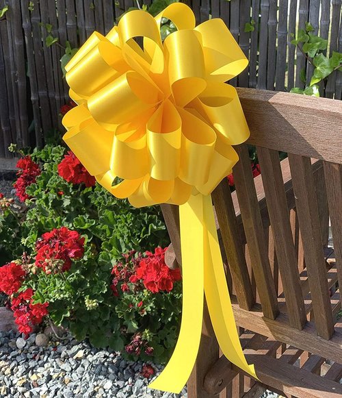 Big Decorative Yellow Pull Bows - 9" Wide, Set of 6 | Perfect for Parties, Weddings, and Fundraisers