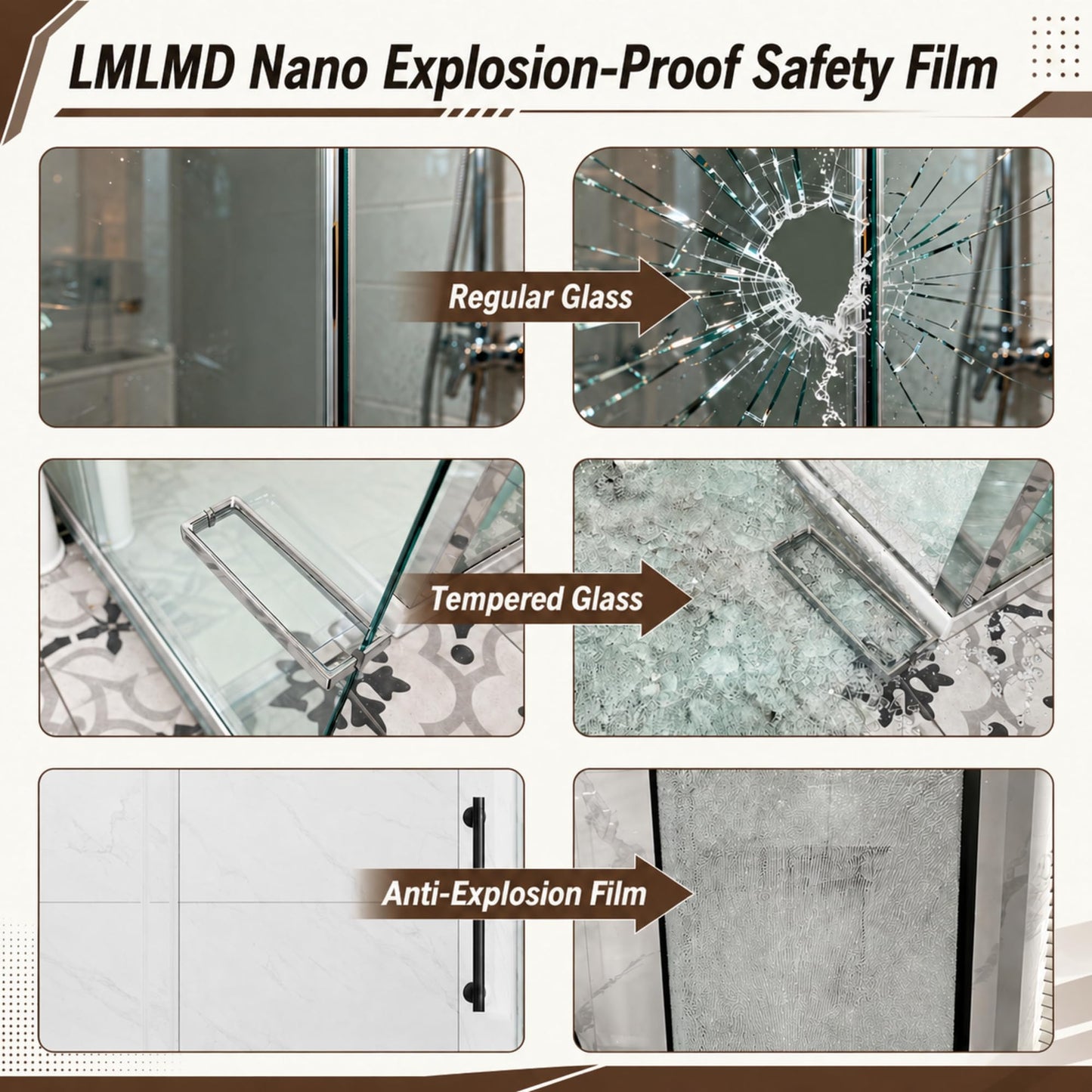 Frameless Glass Shower Door,43-48" W x 72" H Single Sliding Frameless Shower Door,1/4"(6mm) SGCC Tempered Glass,Safety Explosion-Proof Film Nano Coating,Brushed Nickel