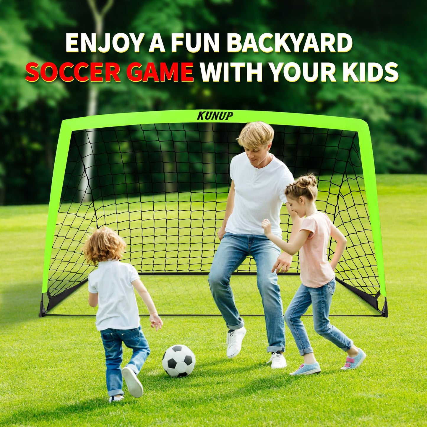 2 Set Kids Soccer Goals for Backyard with Training Equipment, 5×3 Portable Foldable Practice Nets with Ball, Dice & Mat, Cones, Air Pump and Carry Bag for Toddler Youth Outdoor Sports Game