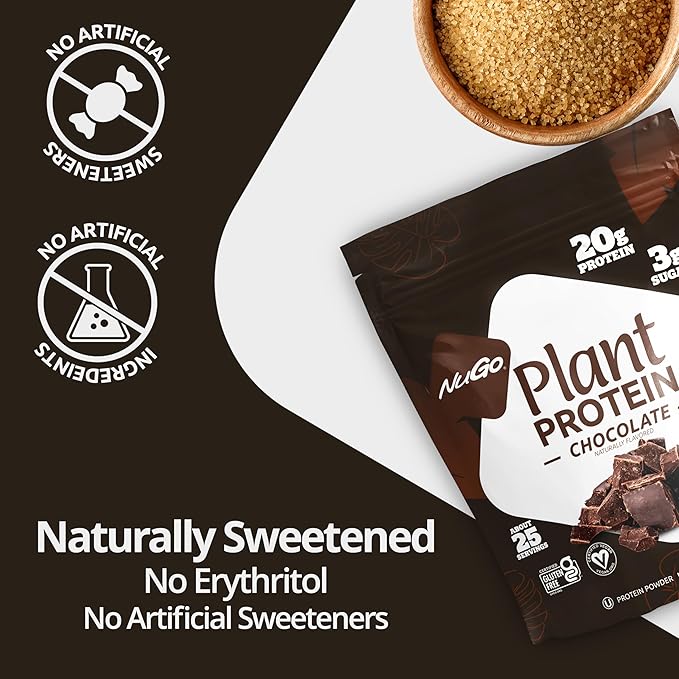 NuGo Plant Protein Powder, Vanilla, 20g Vegan Pea Protein, Low Sugar, Gluten Free, Dairy Free Ingredients, Soy Free, Non-GMO, Plant Based, Kosher, For Smoothies & Shakes, 26 Servings