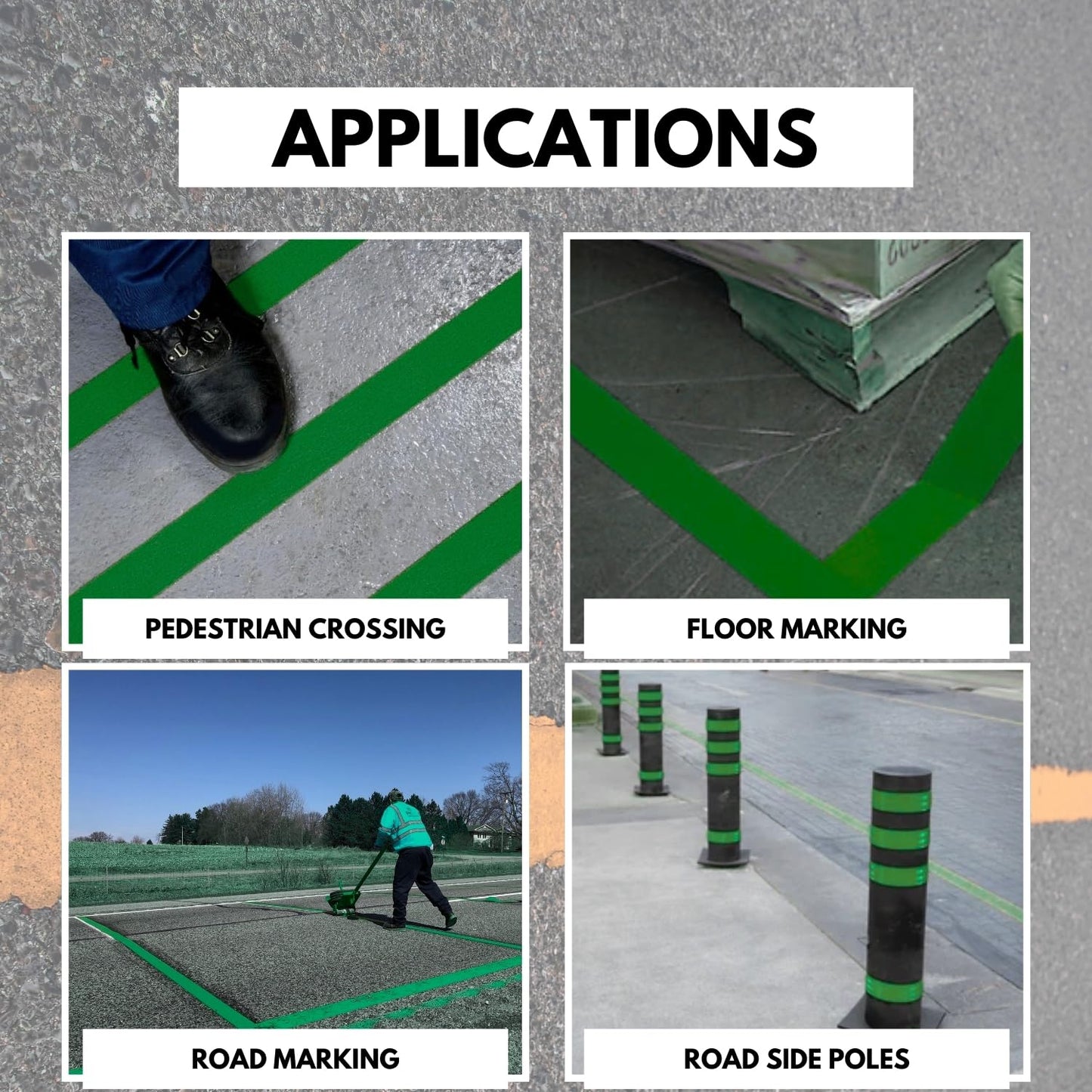 ifloortape DuraMark Reflective Pavement Marking Tape RPT-750 – Slip Resistant, Outdoor Heavy Duty Safety Tape, Rubber Base – Green, 3 Inch x 108 Ft