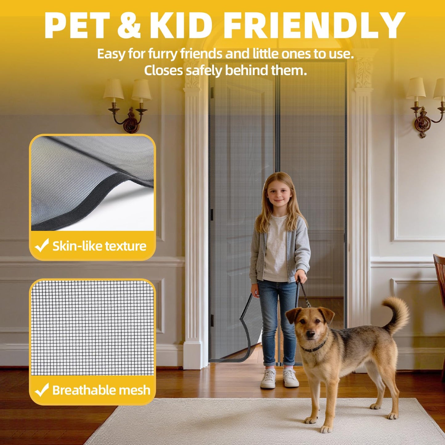 TRIZYZFON Custom Magnetic Screen Door, Make to Measure Screen for Door Customized Screen Mesh with Magnet to Keep Bugs Out