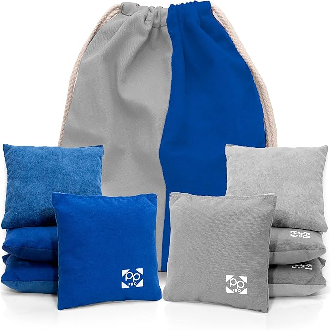 Professional Cornhole Bags - Set of 8 Regulation All Weather Double Sided - Sticky Side/Slick Side Bean Bags for Pro Corn Hole Game