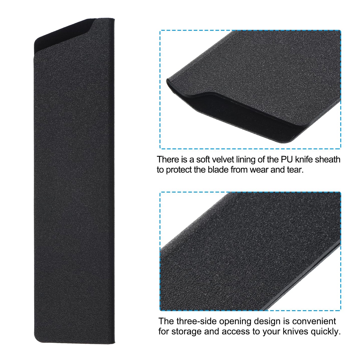 PATIKIL ABS Knife Cover Sleeves for 8" Chef Knife, 3 Pack Knives Edge Guard Blade Protector Universal Knife Sheath for Home Kitchen, Black
