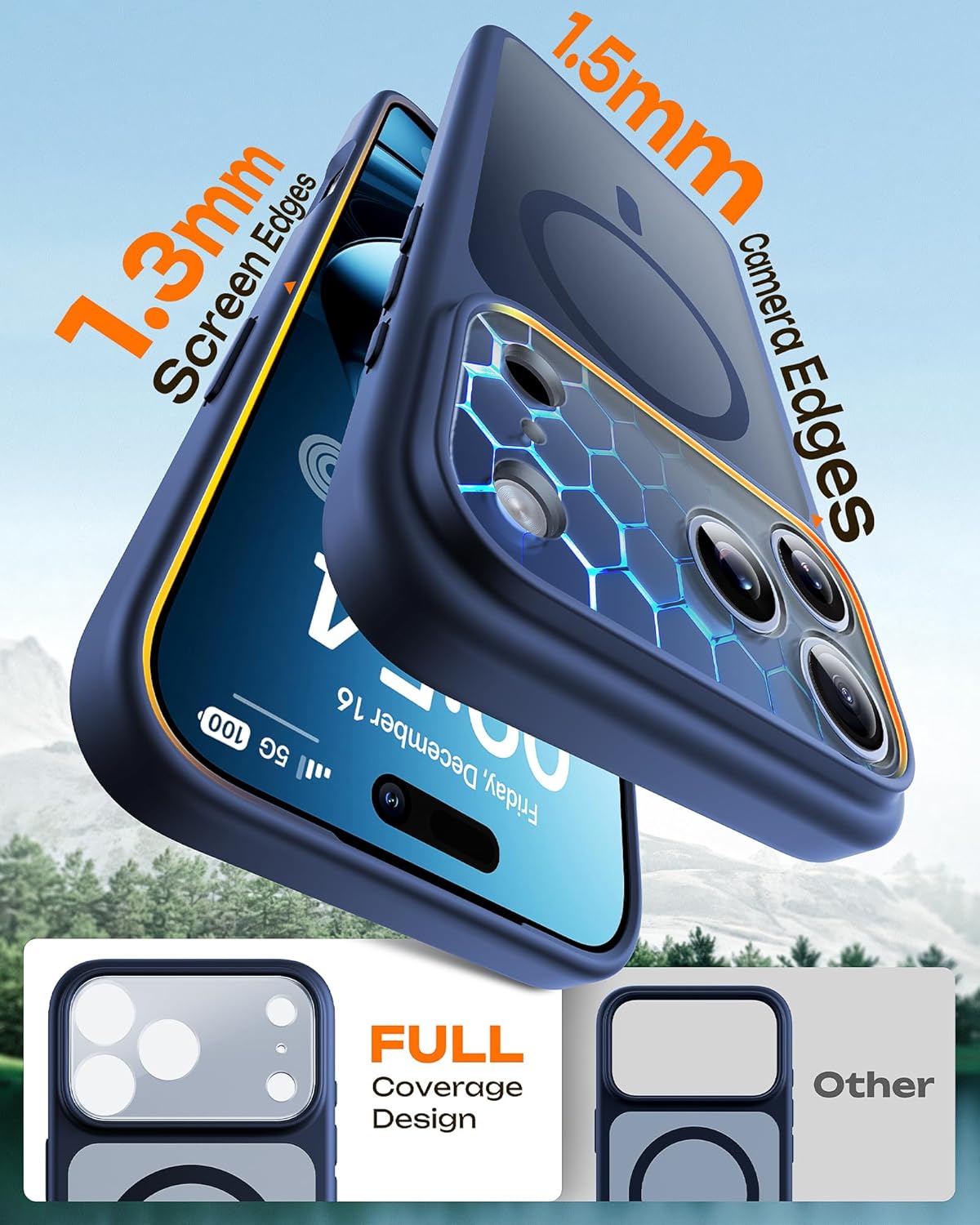 17 17 6.3 inch TOCOL for iPhone Pro Case, Compatible with Magsafe Charger, Full Camera Protection, Translucent Matte