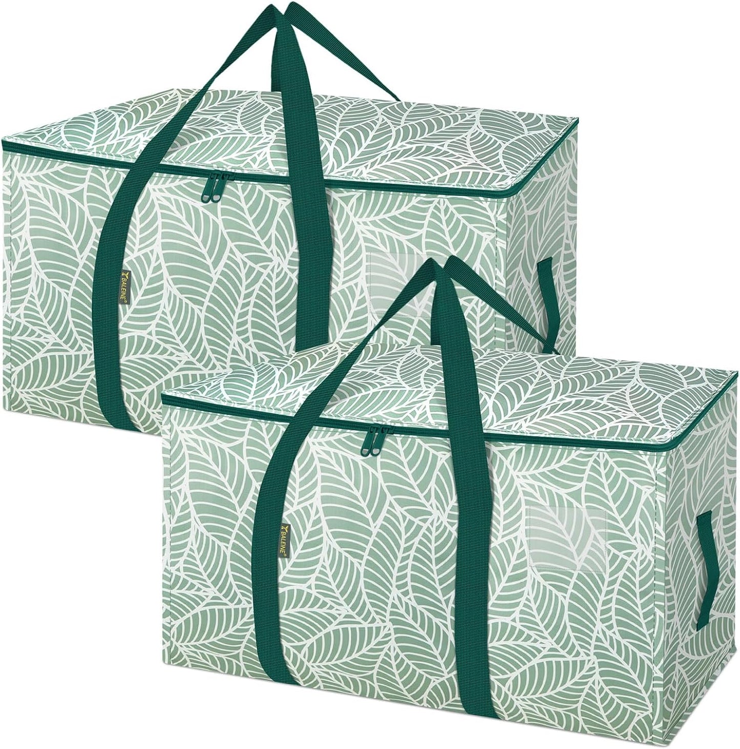 BALEINE Oversized Moving Bags - Heavy-Duty Storage Totes with Reinforced Handles | 2-Pack Antique Foliage