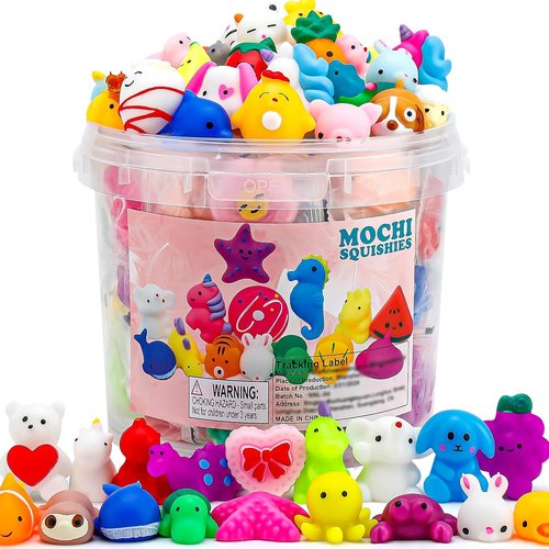 Mochi Squishy Toys 100 Pack - Fun Party Favors for Kids | Birthday Gifts & Classroom Prizes