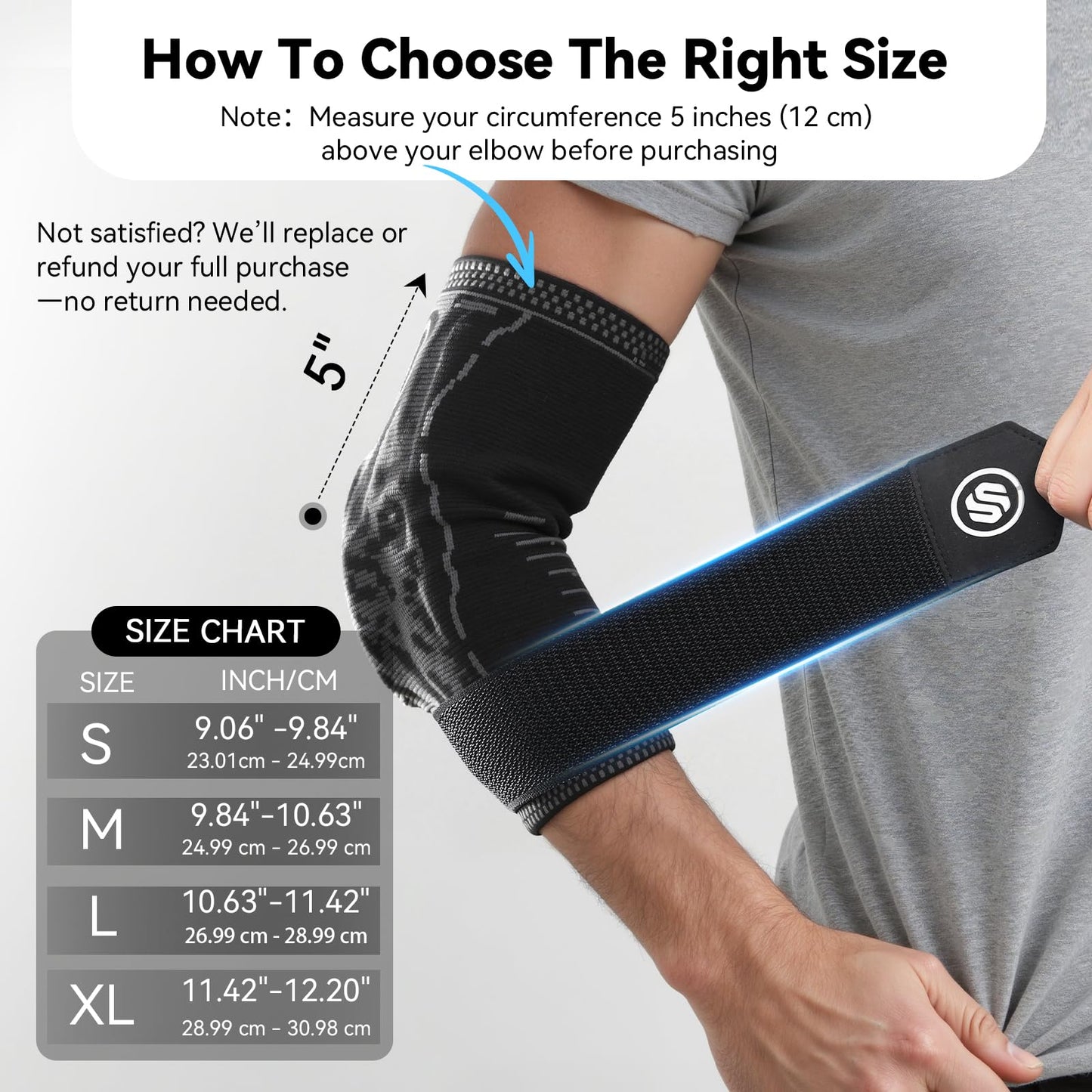 Elbow Compression Sleeve for Tendonitis , Bursitis Elbow Pad Brace – Elbow Brace with Side Springs & Foam Padding for Olecranon Joint Pain, Arthritis, Bursa Protection, Men & Women (Black, Large)