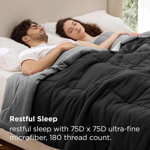 Bedsure Black/Grey Comforter - Luxurious Softness & Warmth | Free Comforter Offer