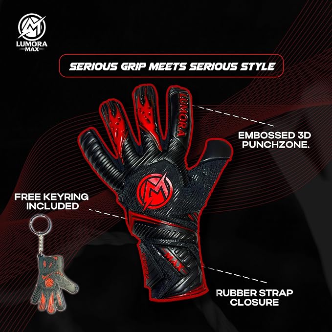 Goalkeeper Gloves-Professional Negative Cut Goalie Gloves with Contact Max Grip, 4mm Foam Padding & Airprene Backhand| No Finger Save, All-Weather Performance. Sizes (7-10)