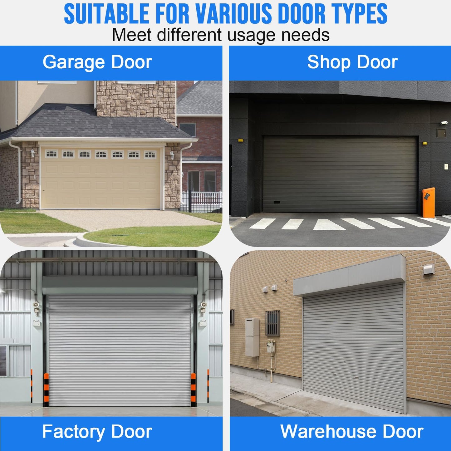 alophoty 8 FT Garage Door Seal Bottom Kit - Heavy Duty EPDM Rubber U+O Ring Weather Stripping with Pre-drilled Aluminum Track, Universal Replacement Stops Rain, Drafts & Pests, Easy to Install