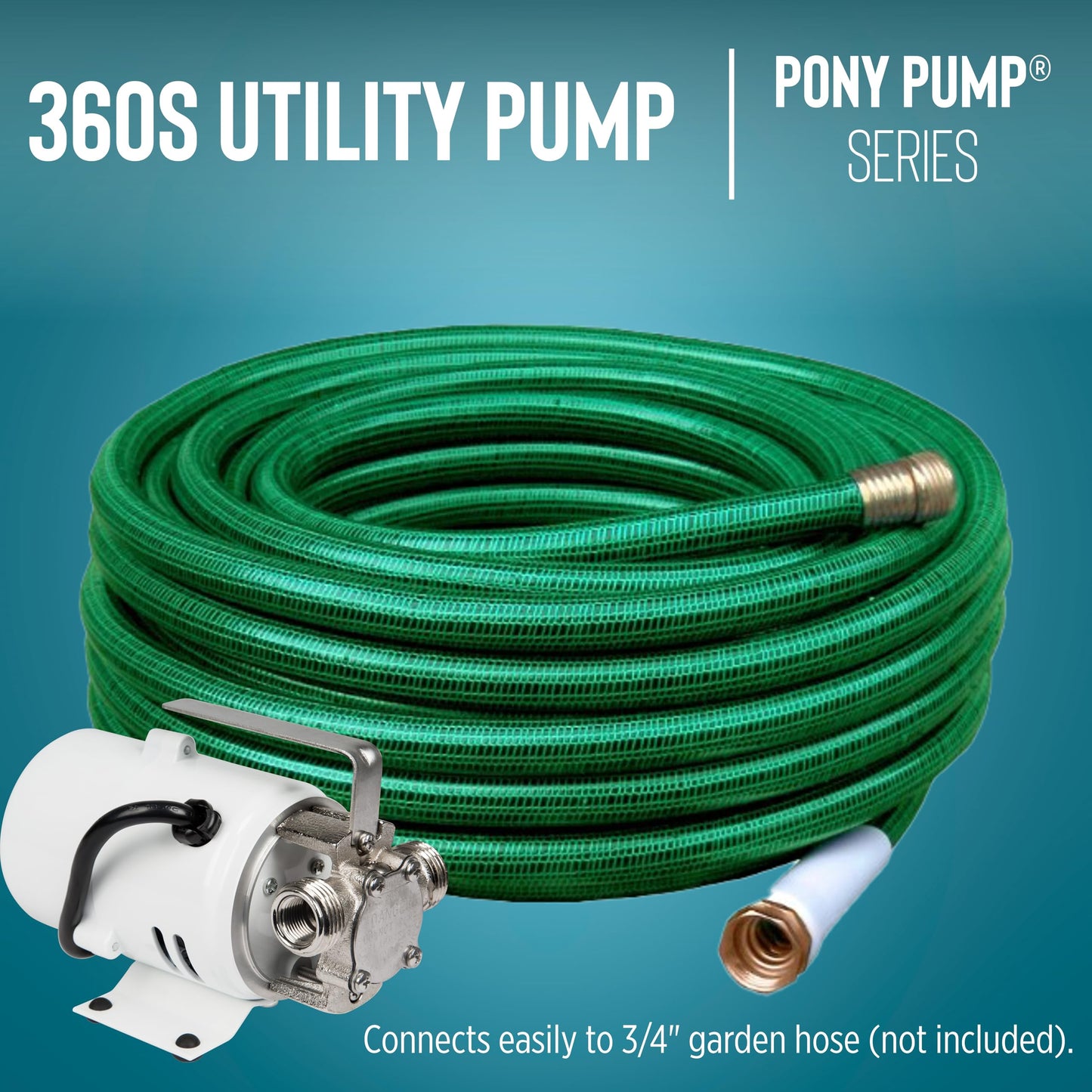 Little Giant 360S 115 Volt, 360 GPH 1/10 HP Stainless Steel Non-Submersible Multi-Purpose Utility Water Transfer Pony Pump with 6-Ft. Cord, White, 555110