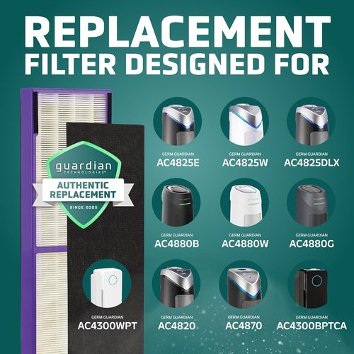 GermGuardian HEPA Air Purifier Filter B - Removes 99.97% of Pollutants | 2-Pack, Black/Purple