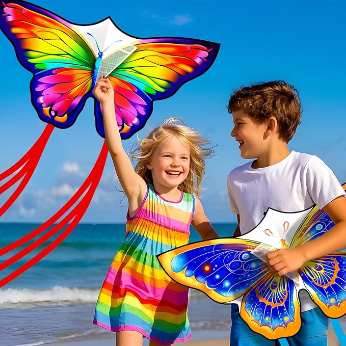 Butterfly Kites for Kids & Adults, Easy to Fly Design with Long Tail for Stability, for Kids Ages 4-8 & Beginners, Beach & Park Use | Family Outdoor Fun