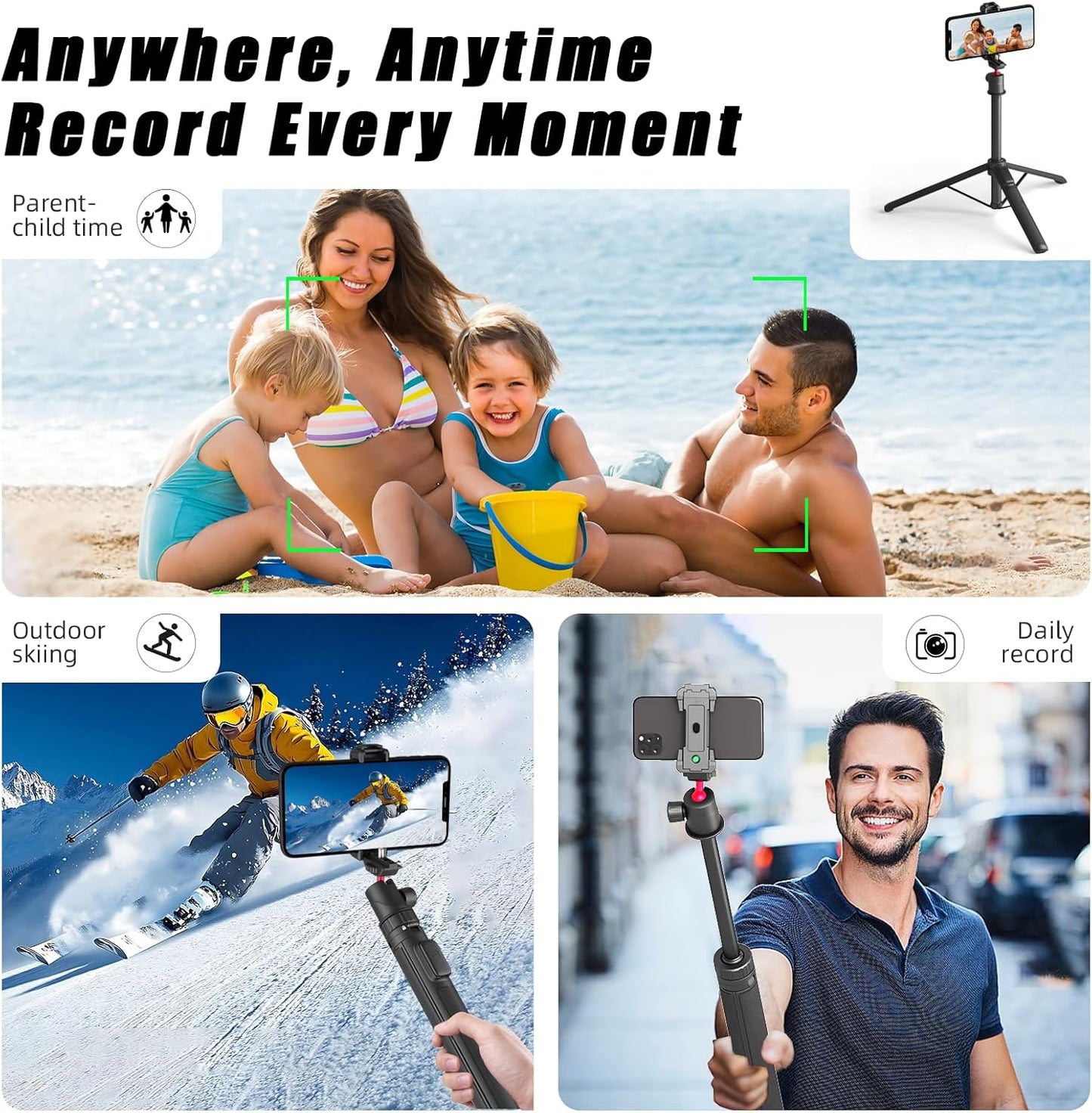 KINGJOY 66" 360 13 12 11 10 Pocket3 Insta360 Selfie Stick Tripod for Gopro Camera, Extendable Tripod Stand with Ball