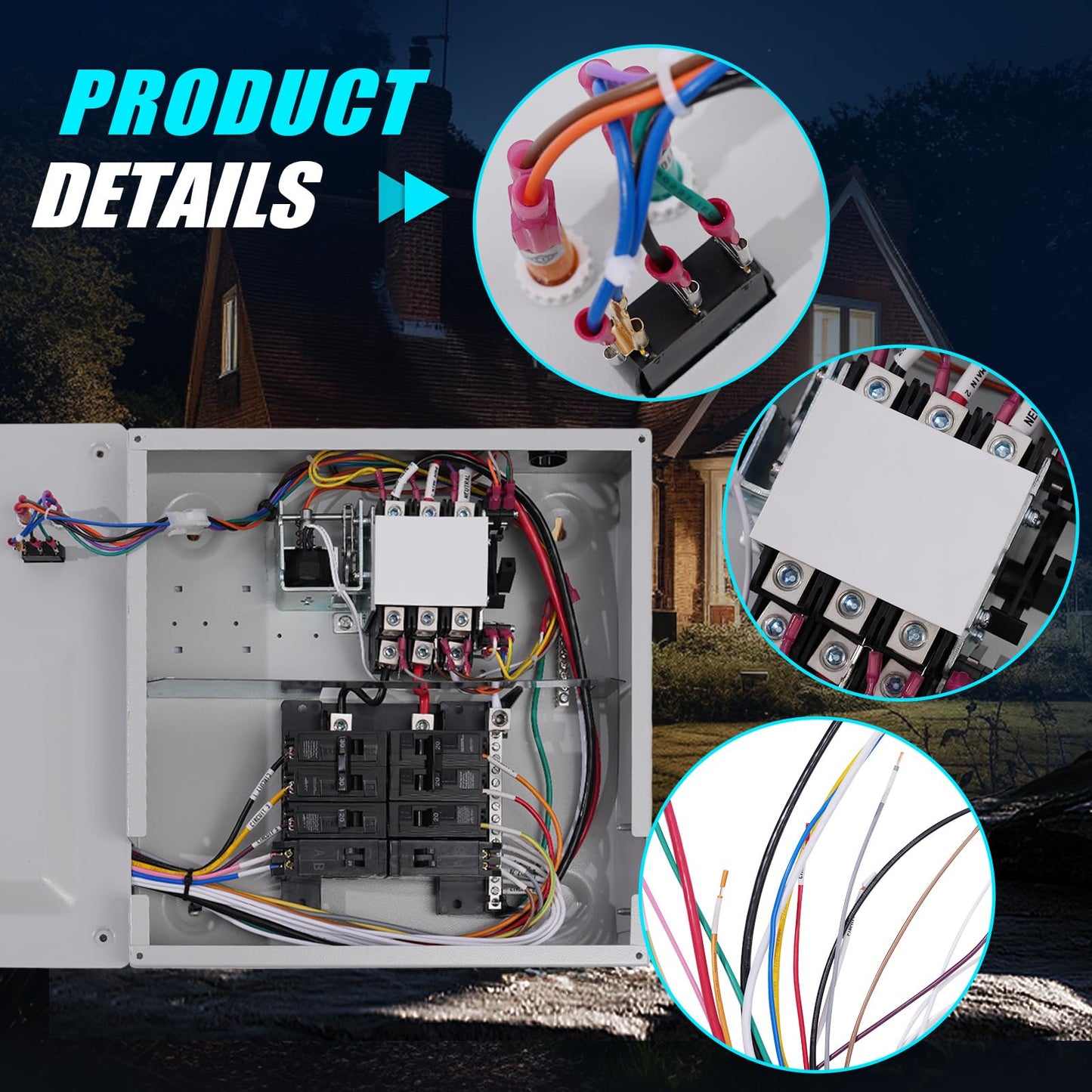 50 Amp Manual Transfer Switch Replacement for Generac 9854, 10-Circuit Selector, 240V Generator Hookup, Indoor Pre-Wired Manual Transfer Switch