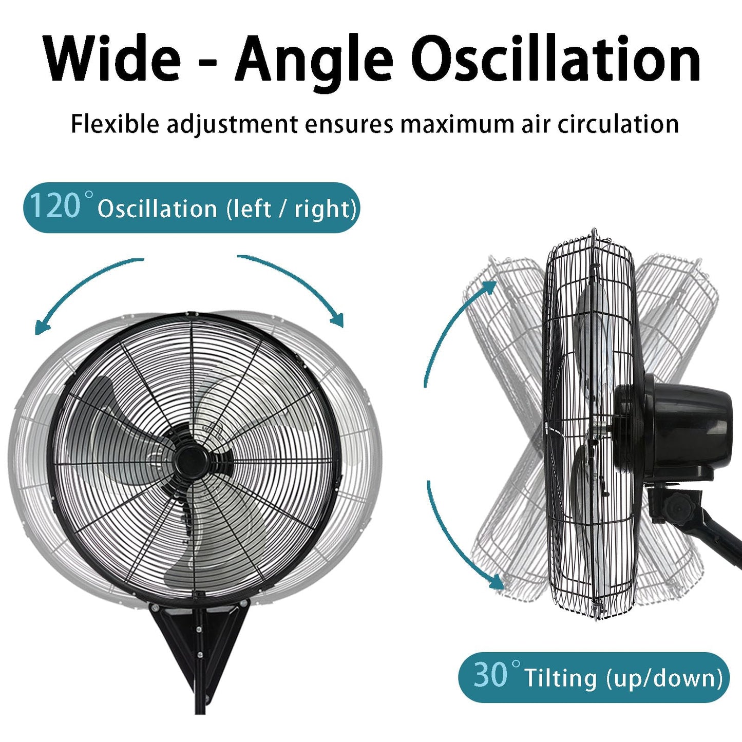 AZOUTDOOR 2 Pack 20 Inch Wall Mount Fans, Oscillating Fan with 3 Speed Settings, High Velocity Fans with Adjustable Tilt for Commercial, Industrial, Warehouse, Workshop, Garage