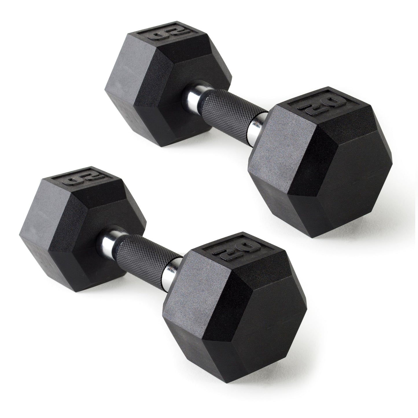 CAP Barbell 20 LB Rubber Coated Hex Dumbbell Hand Weight with Padded Grip - Pair | Comfort Grip