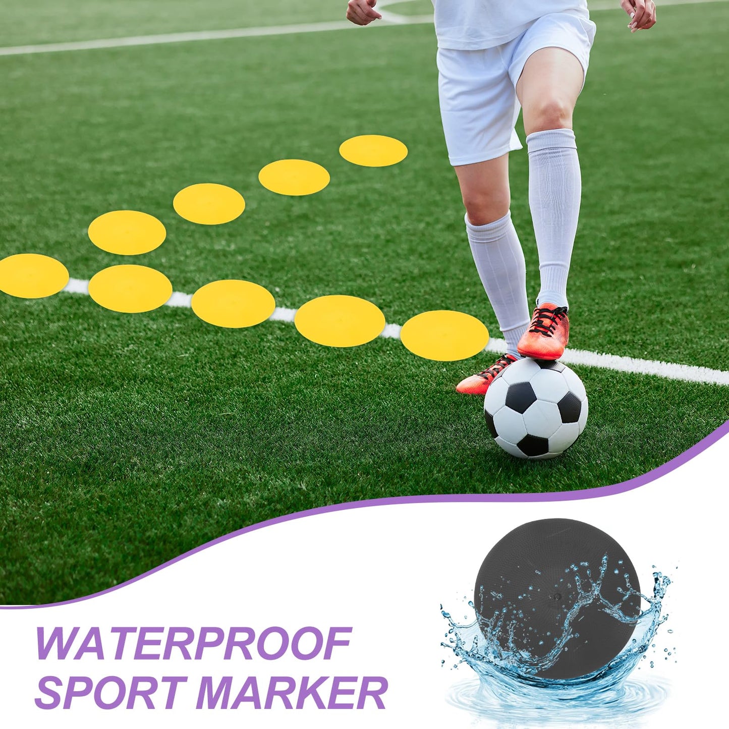 PATIKIL Spot Markers 9 Inch, 6 Pcs Non-Slip Floor Dots Agility Markers Flat Field Cones Poly Dots for Gym PE Speed Training Dance Soccer Basketball Sports, Orange/Purple/Black