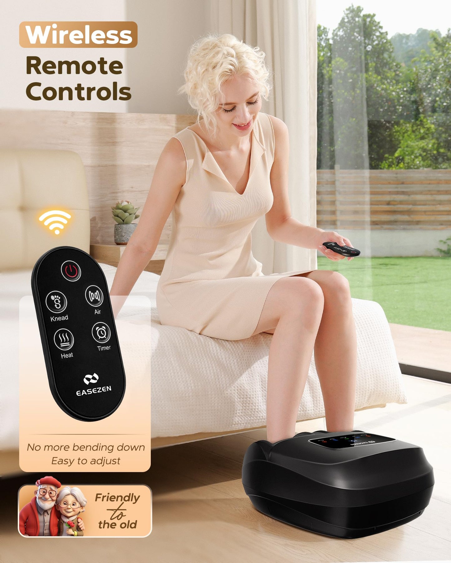 EaseZen Foot Massager Machine with Heat, Shiatsu Foot Massager with Remote, 2026 Upgraded Deep Kneading, for Plantar Fasciitis, Neuropathy, Birthday Gifts for Women Mom Men Dad, Up to Foot Size 14