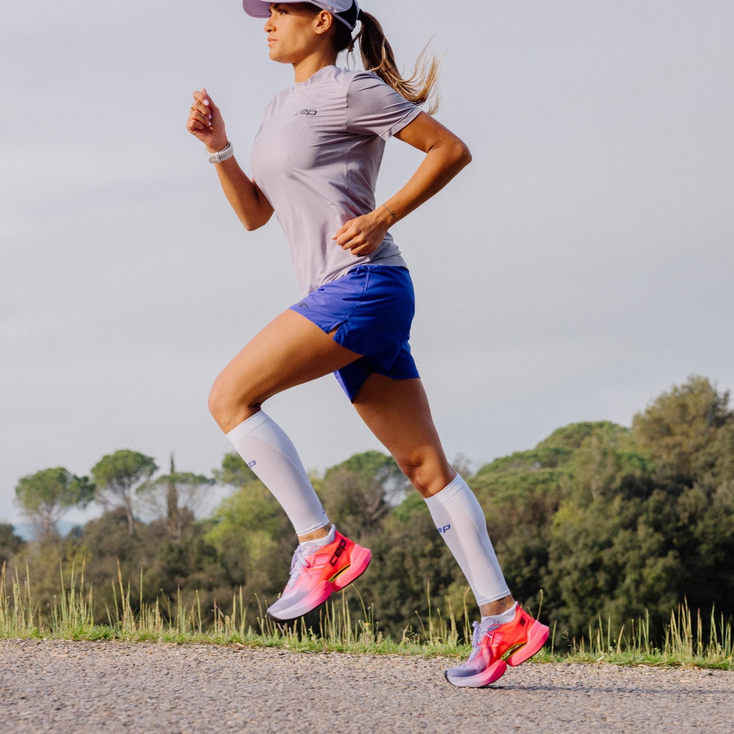 CEP Core Run Ultralight Calf Sleeves, Lilac/Pink, Women, III