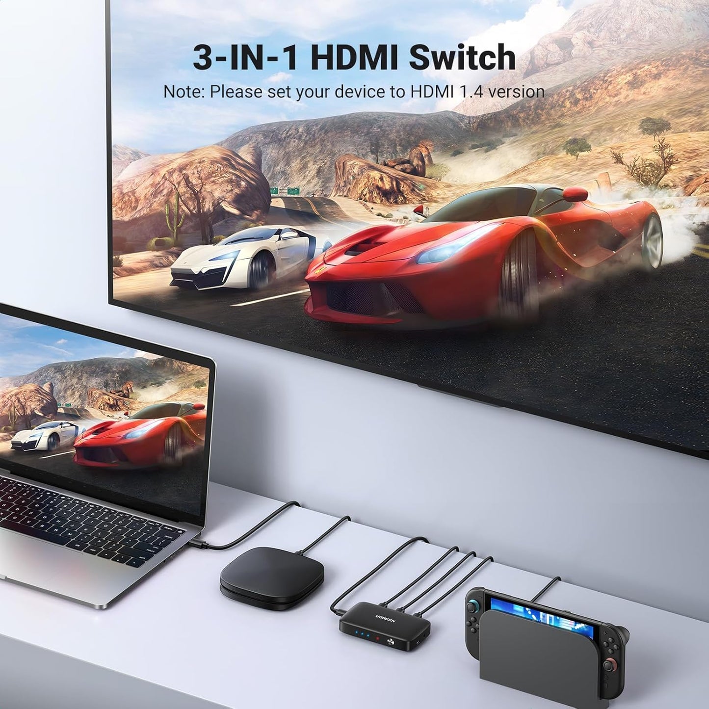 UGREEN 3 1 4K 3D HDCP1.4 3 4K 30Hz, 2 PS5 PS4 HDMI Switch in Out HDMI Splitter with Remote Supports HDR CEC HDMI Port
