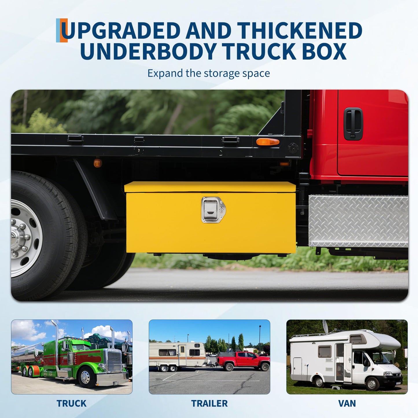 Heavy Duty Steel Underbody Truck Tool Box, Tool Storage Organizer Chest, Job Box, Weather-Resistant Truck Bed Storage Ideal for Pickup Truck ATV RV Trailer