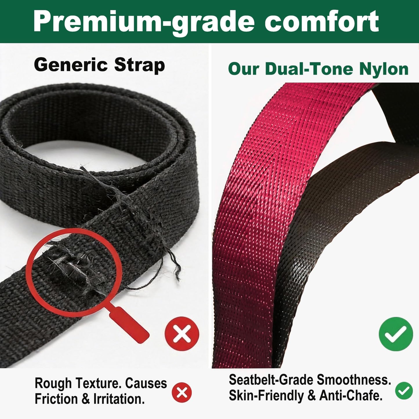 Acozycoo Stretching Strap with 10 Loops – Non-Elastic Yoga Strap for Physical Therapy, Knee Replacement Recovery & Plantar Fasciitis – Leg Stretcher Band for Flexibility & Hamstring Rehab（Red)