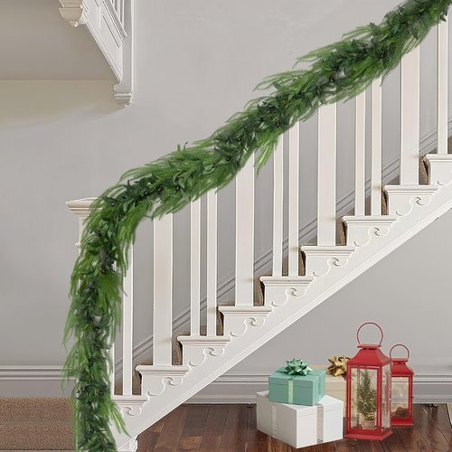 2026New 6FT Christmas Garland Norfolk Pine Garland Olive Garland Vine Wreath Real Touch Artificial Faux Greenery Wreath, for Table, Mantle, Wall, Indoor, Outdoor Christmas Decorations (1PC)
