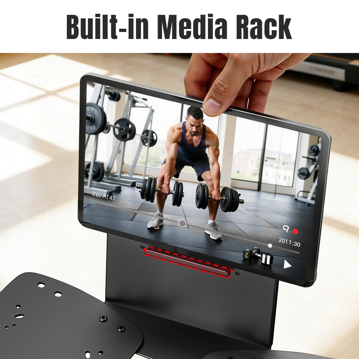 Adjustable Dumbbell Stand Rack with Tablet Holder and Wheels, Heavy Duty Rolling Organizer Cart for Home Gym (Rack Only)