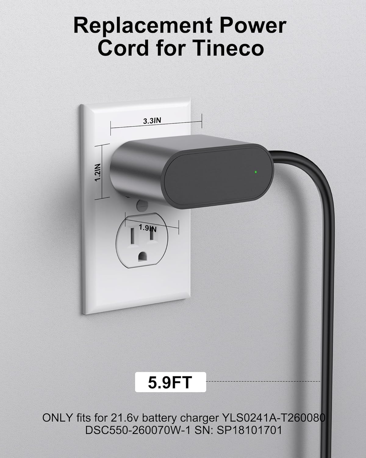 vhbw 26V 2 3 A10 A11 S3 S2 S3 S5 YLS0241A-T260080 Charger Replacement for TINECO Cordless Vacuum for TINECO IFLOOR