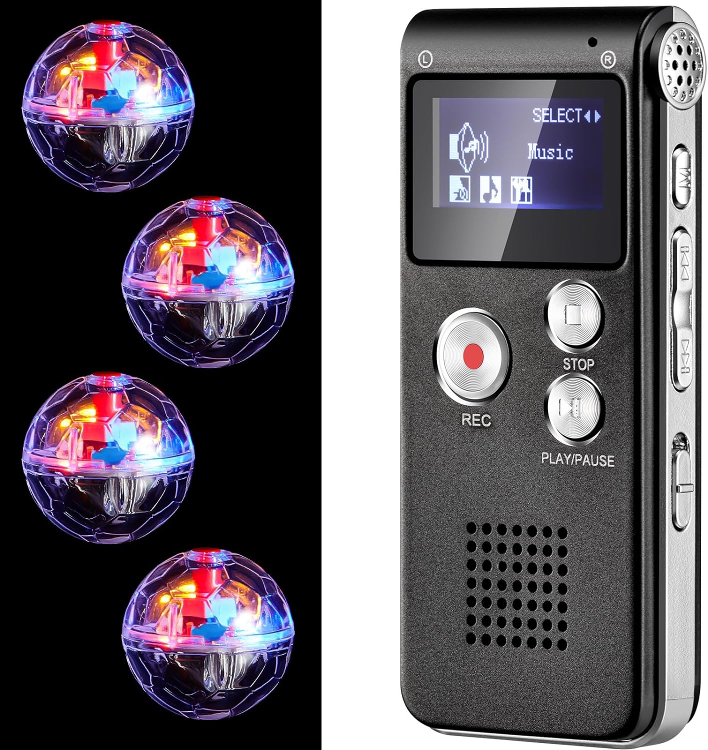 Dunzy 5 4 Pcs EVP Recorder Ghost Hunting Kit Paranormal Digital Voice Recorders with LED Motion Activated Cat Balls