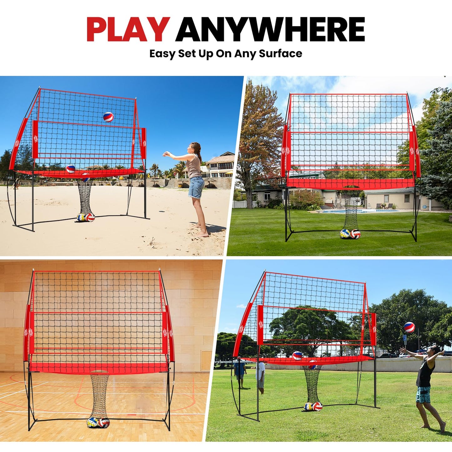 Volleyball Training Equipment,Height Adjustable Volley Ball Practice Net Station for Serving, Spiking, Hitting Practice,Easy Setup Volleyball Net for Backyard Indoor Outdoor with Carryingbag