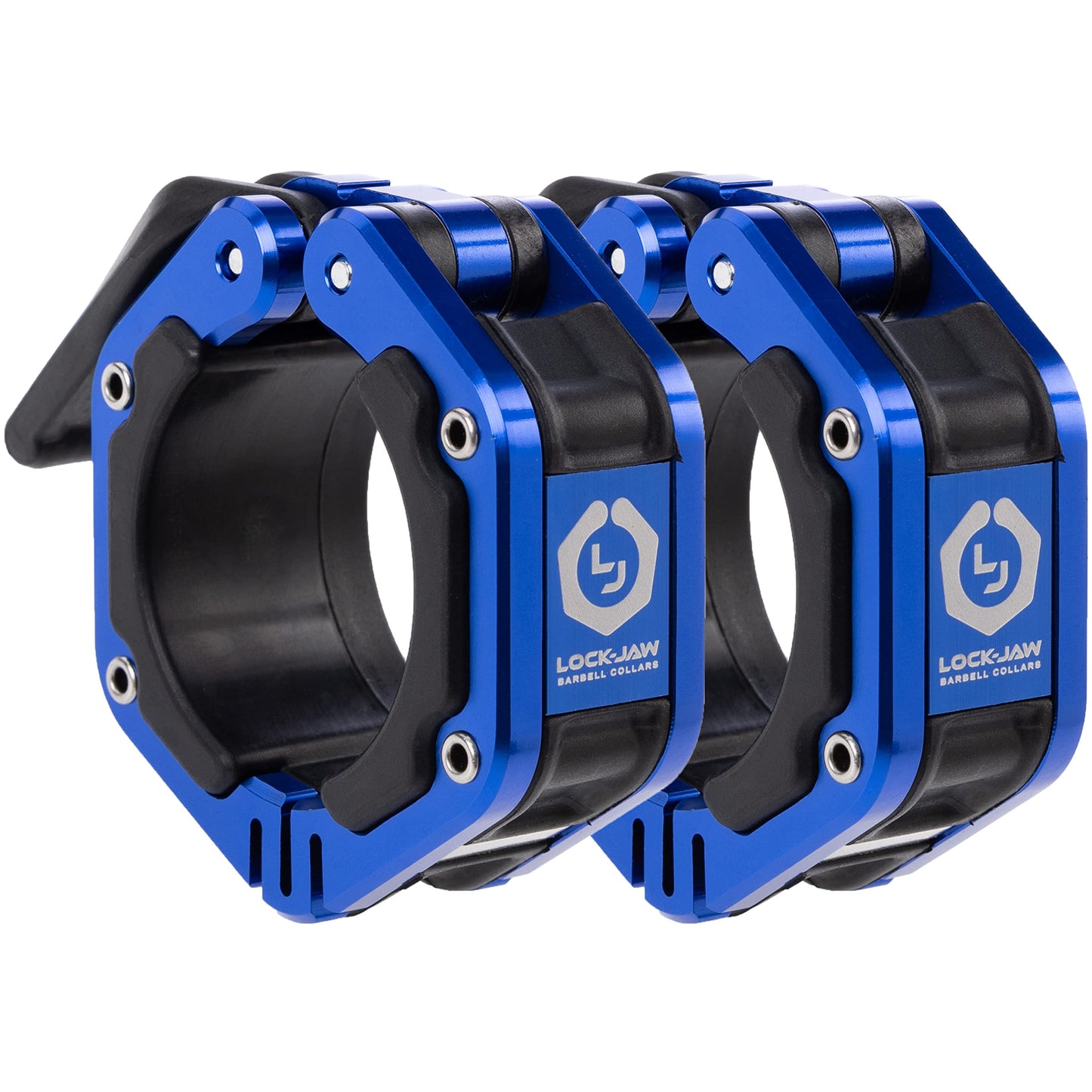 Lock-Jaw Flex Barbell Collars Olympic Barbell Clamps w/Magnet 2 Pcs – Heavy Duty Bar Clamps for 2” & 50mm Olympic Bars – Secure Weight Bar Clamps for Strength Training & Home Gym Accessories – Blue
