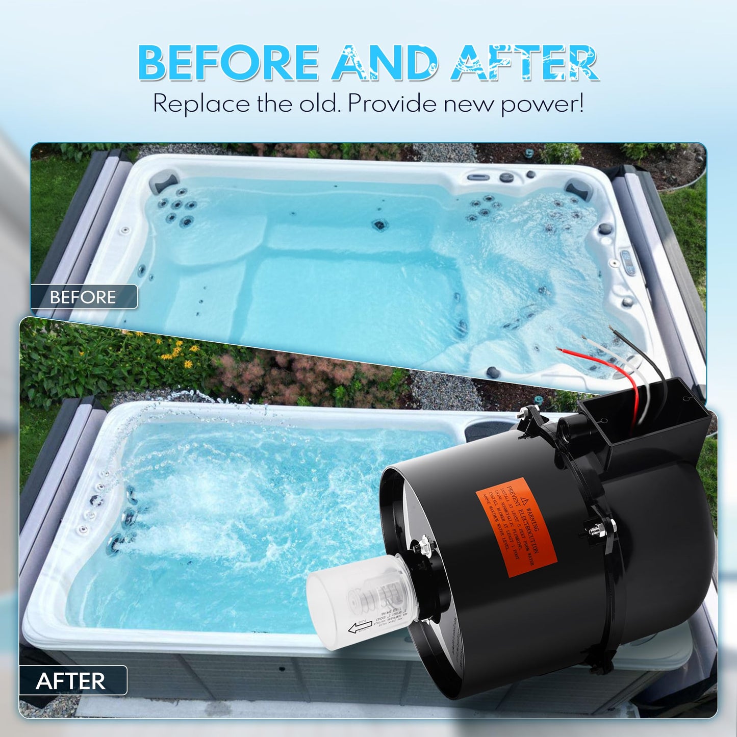 A-Outsanding 6315141 Silencer Spa Blower 1.5HP Blower Fit Pool and Spas 1.5HP 120V 7.3A; for use with 2 inch Plumbing.