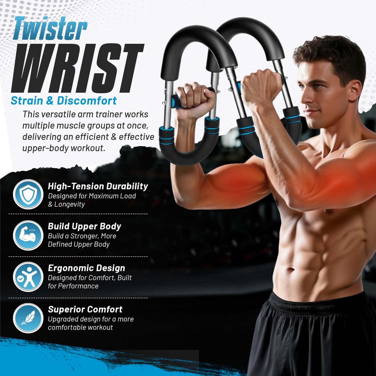 Twister Arm Trainer, 40-120 lbs Adjustable Resistance, Chest and Arm Trainer for Men, Chest Workout, Power Twister Bar, Muscular Strength Enhancer, Detachable Upper Body Exerciser by Uwaomah