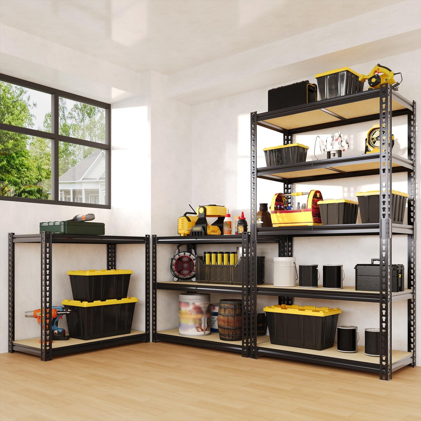PeakPursuit Heavy Duty Garage Storage Shelves, 5-Tier Adjustable Metal Shelving Rack, 3050 Lb Total Capacity, 48" W x 24" D x 72" H Storage Unit for Kitchen, Pantry, Basement, Bathroom, Laundry