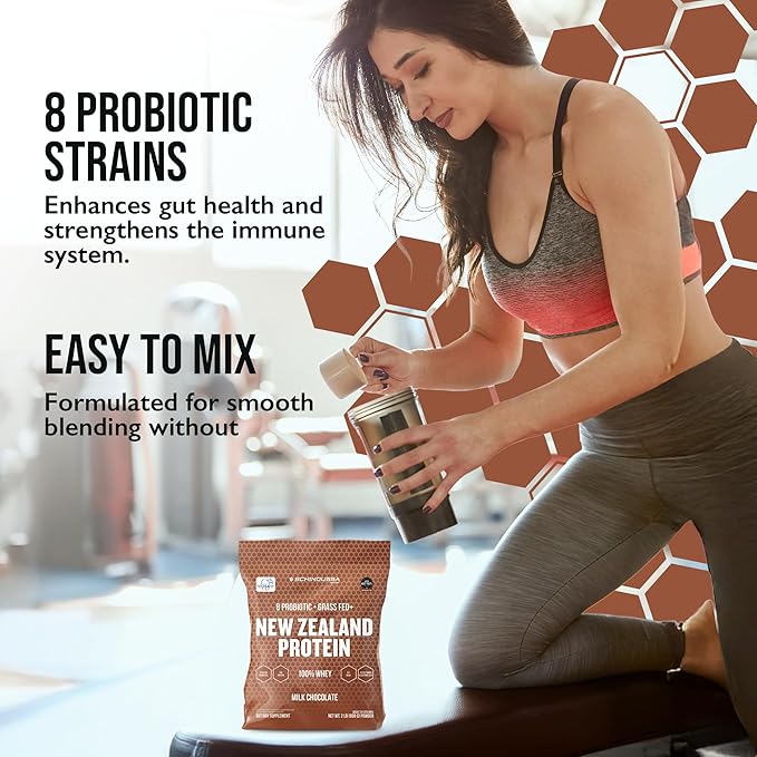Probiotic Whey Protein Powder | Grass-Fed | Chocolate | 2 lb | Gut Health & Immune Support | 8 Probiotic Strains | Protein for Muscle Recovery & Digestive Health