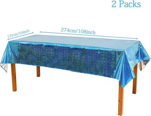 GREATRIL Blue Table Cover | Frozen & Ocean Theme Party Decoration | 54" x 108" - 2 Packs