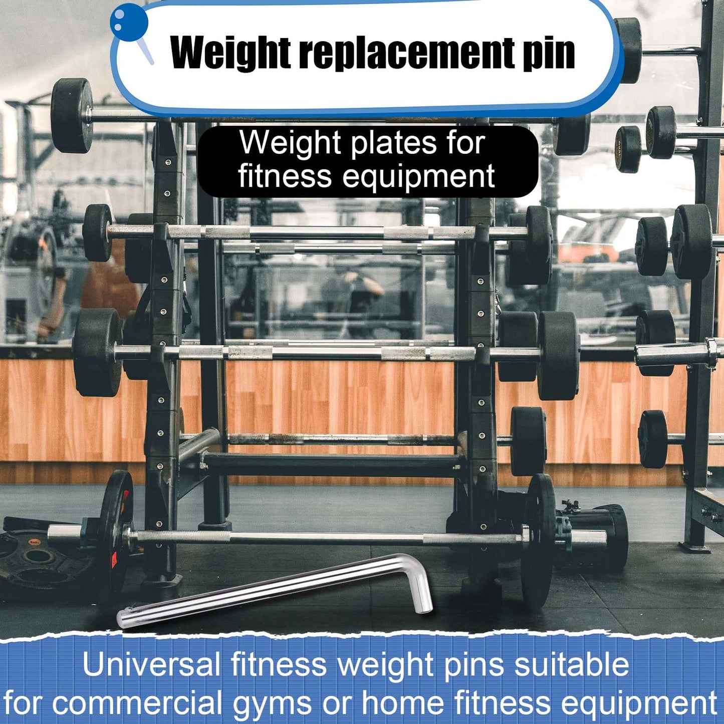 NQEUEPN 2pcs Weight Stack Pin, 3/8in Diameter 6in/15.3cm & 4.4in/11.2cm Weight Loading Pin L Shaped Stack Extender Selector Inserts Gym Fitness Equipment for Home Gym