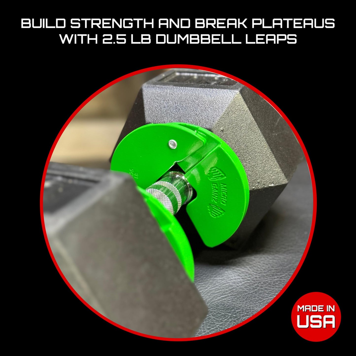 Micro Gainz Dumbbell Fractional 1.25lb Weight Plate, Ideal for Micro Loading, (Choose Color) 4 Piece Fractional Weight Plates, Designed for Dumbbell Training, Made In USA (Green)