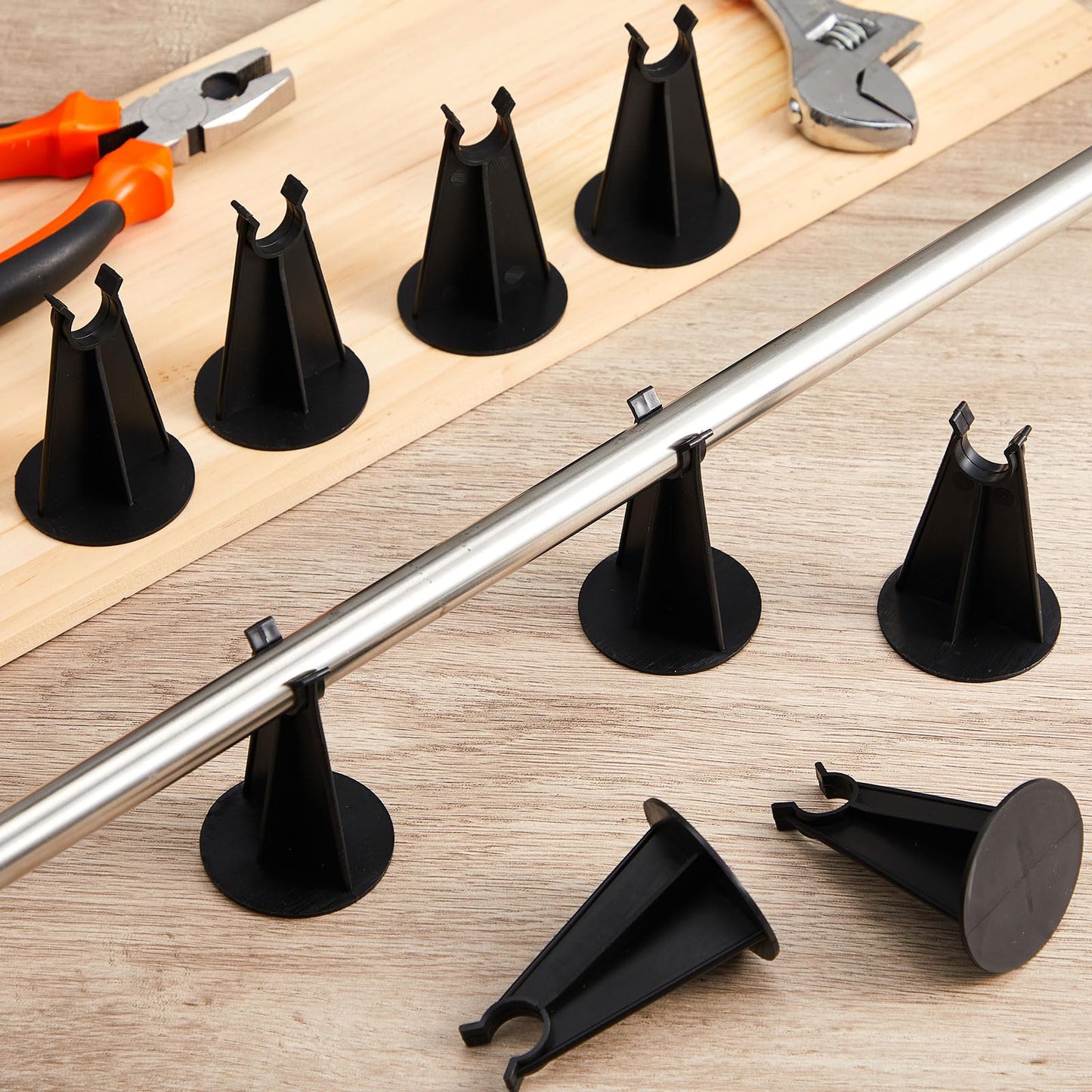 Innconee 200 Pcs 2-1/4 Inch Length x 1.97 Diameter for Plastic Rebar Chair #3 to #5 Black Heavy Construction Concrete Tool