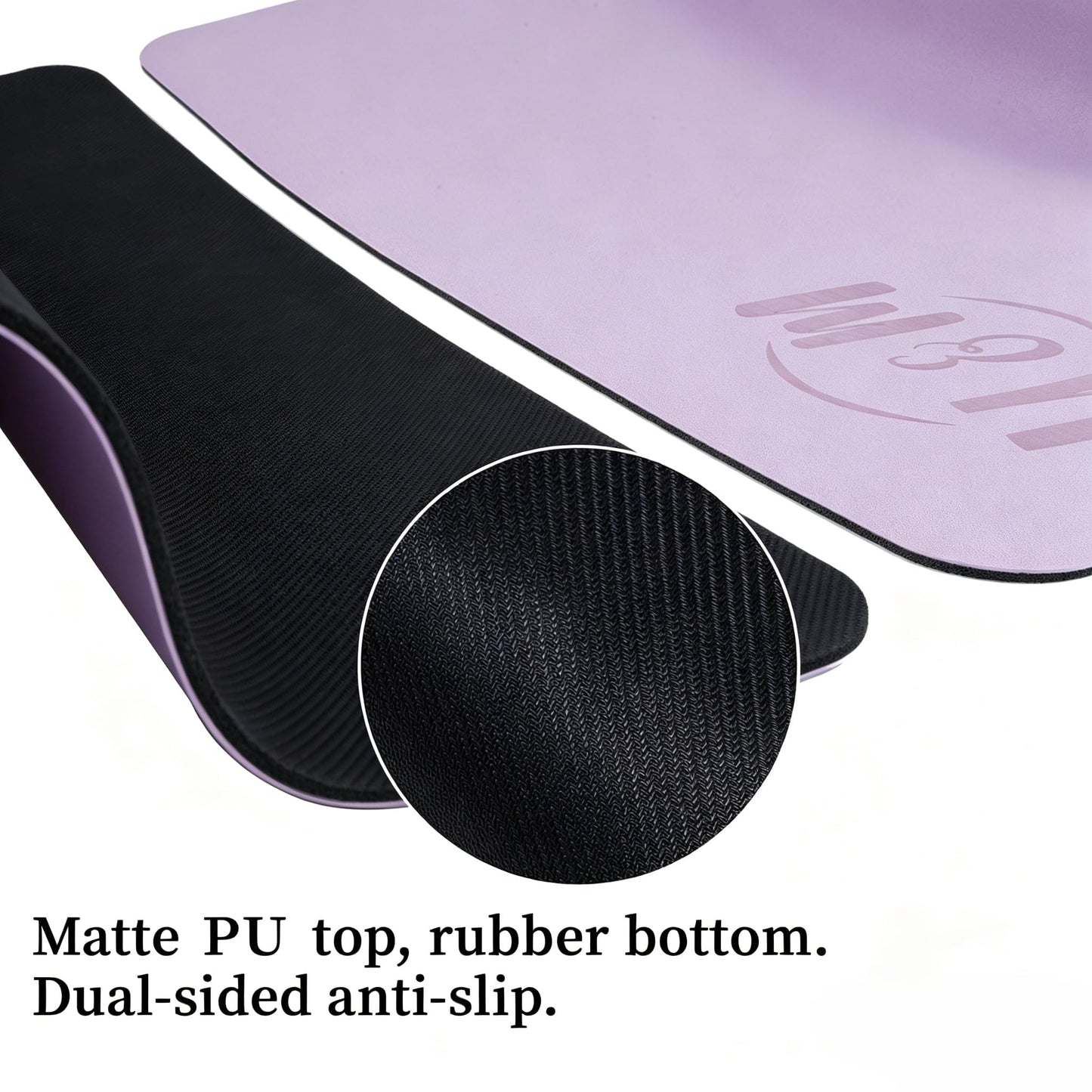 U&M Professional Non Slip PU Yoga Mat with Carrying Strap & Alignment Line, 72"x27" Extra Wide 0.2" Thick Exercise Mat for Home Gym | Sweatproof High Density | Anti-tear | Textured Surface | Natural Rubber Bottom Workout Mat for Women & Men Yoga Pilates F